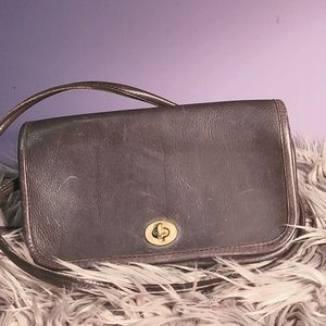 Small vintage coach crossbody dark brown black